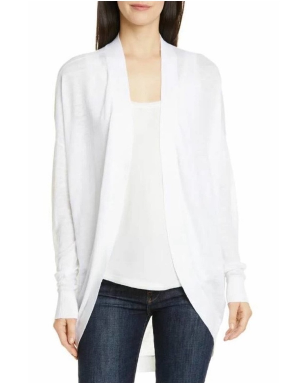 Theory White Linen Cardigan